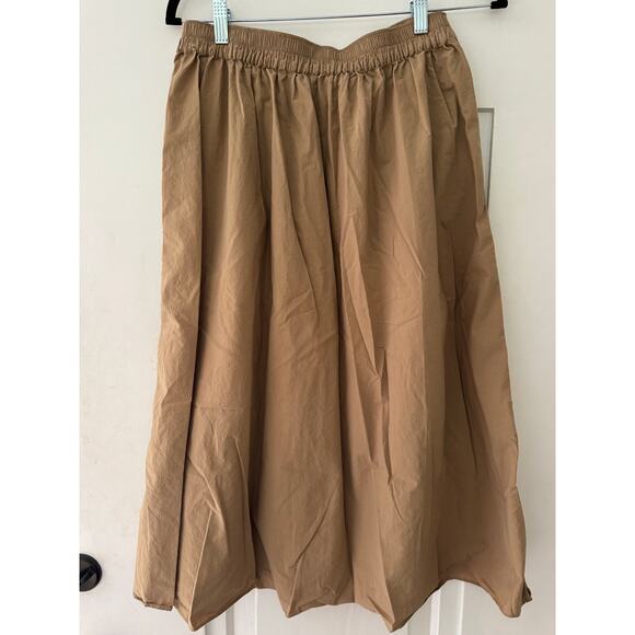 Madewell Signature Poplin Side Button 100% cotton tan Midi Skirt Size Small - Picture 4 of 9